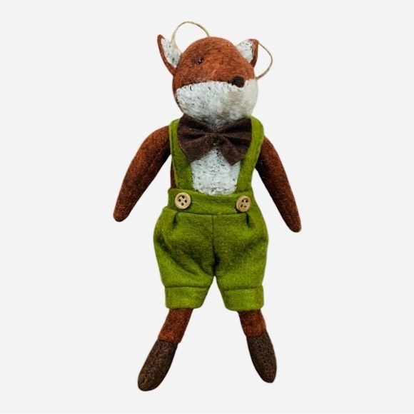 Handmade Ornament Fox Gentleman Felted Stuffed Christmas Tree Ornament Xmas Deco - Picture 2 of 5